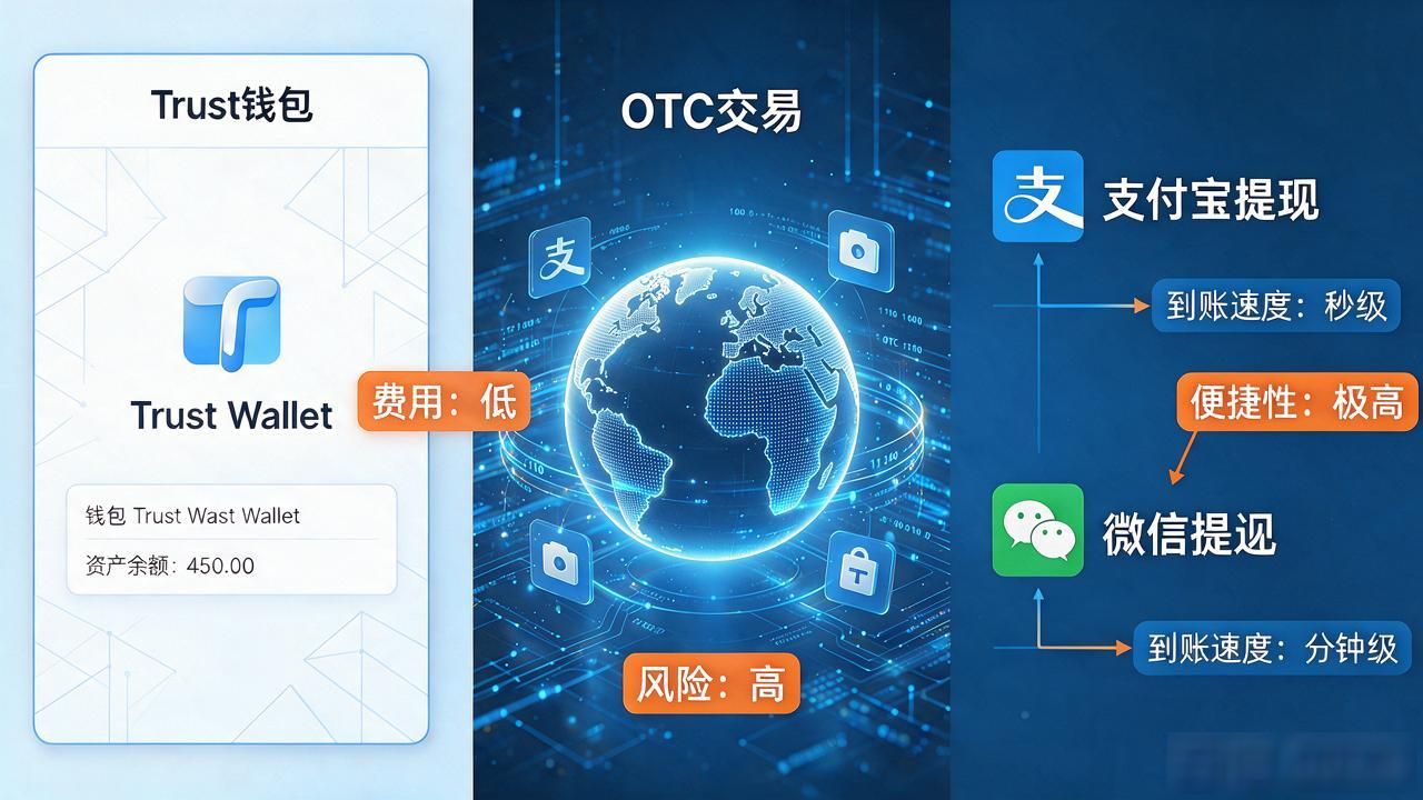 Trust钱包提现人民币,几条路径费用和到账速度全对比