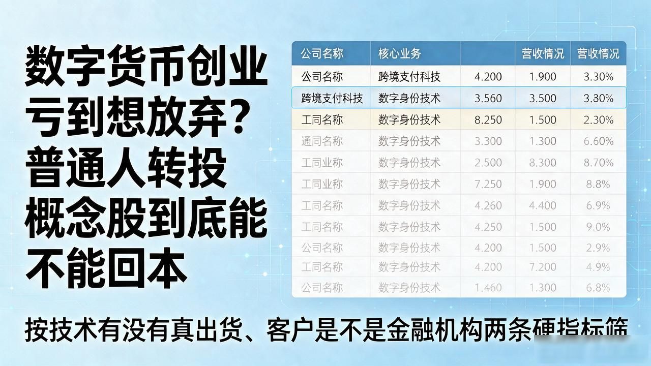 数字货币创业亏到想放弃？普通人转投概念股到底能不能回本