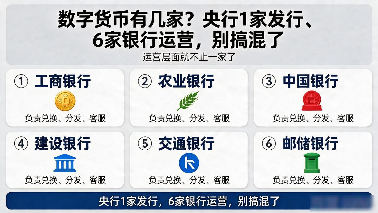 数字货币有几家?央行1家发行、6家银行运营,别搞混了