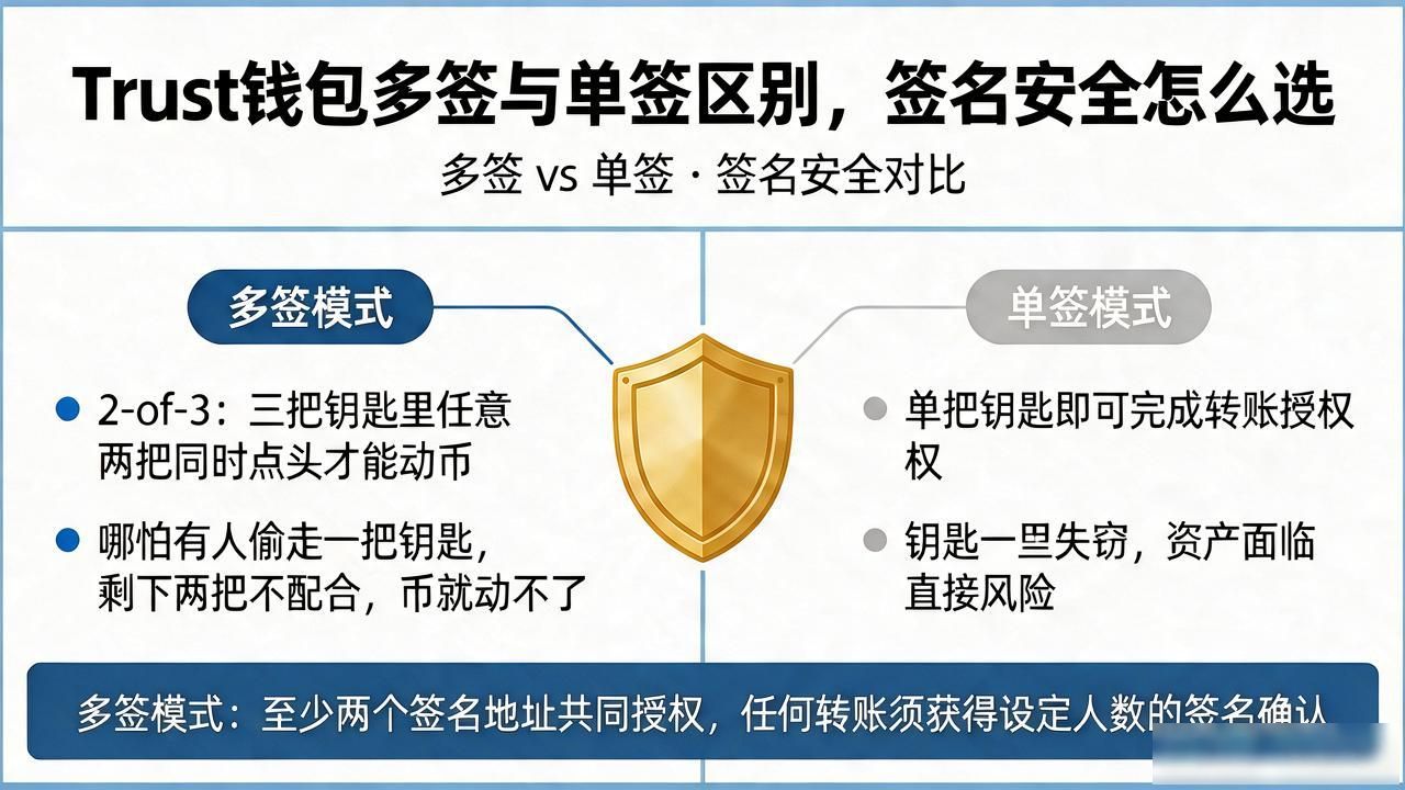 Trust钱包多签与单签区别,签名安全怎么选